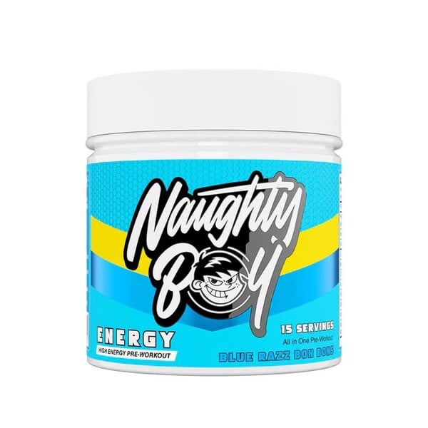 Naughty Boy - Blå Hindbær Bon Bons energidrik + 195 g