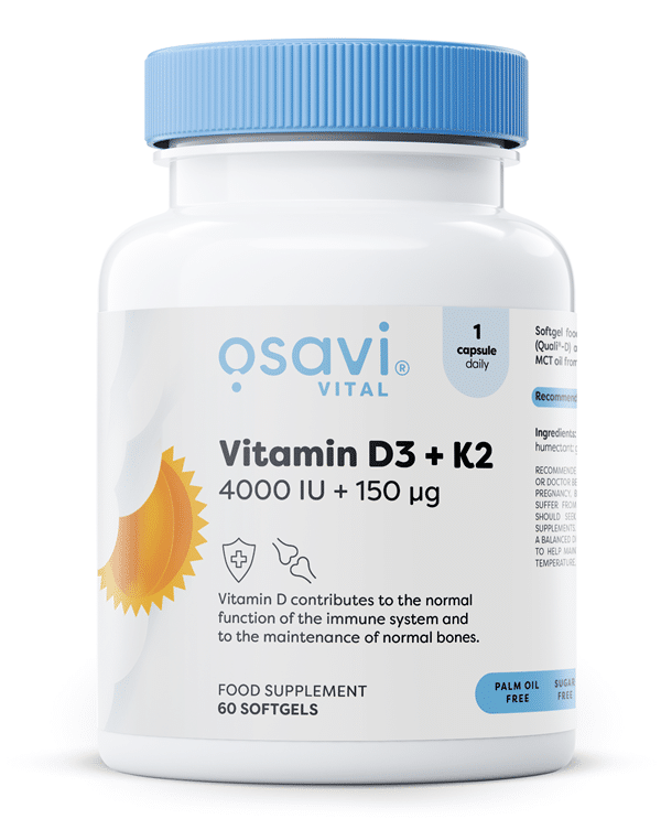 Osavi - Vitamin D3 + K2, 4000 IE + 150 µg + 60 softgelkapsler