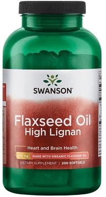 Swanson - Linfrøolie med højt indhold af lignaner, 200 softgelkapsler