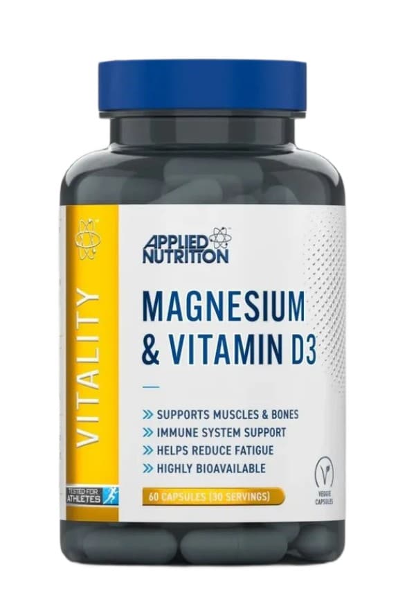 Applied Nutrition - Magnesium og D3-vitamin + 60 vegetabilske kapsler