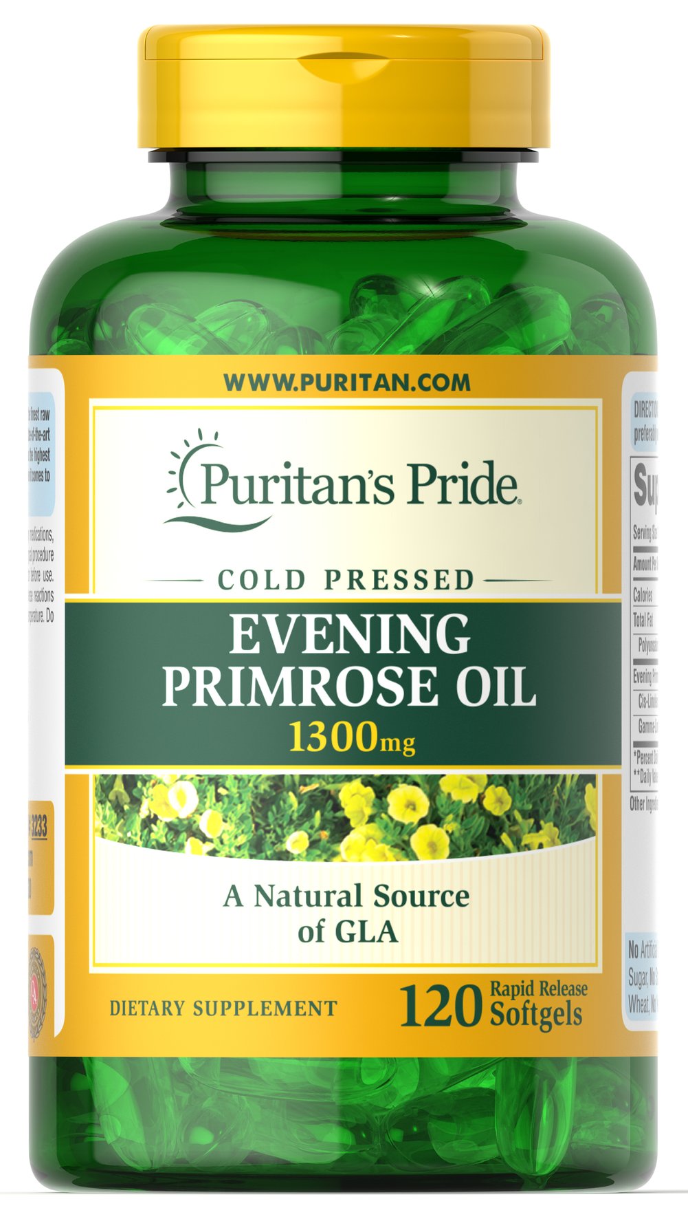 Puritan's Pride - Aftenprimulaolie, 1300mg - 120 bløde gelatinekapsler