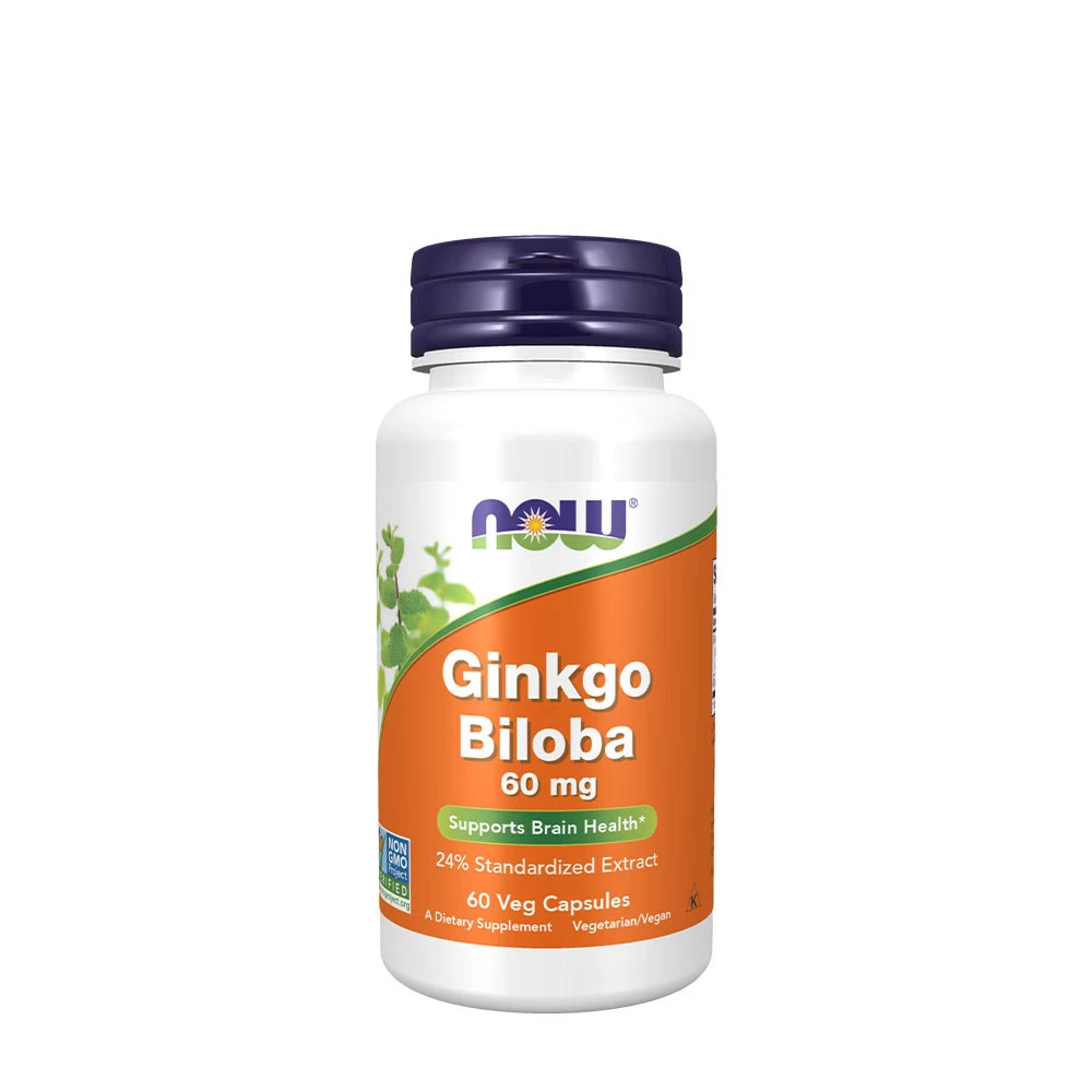 NOW - Ginkgo biloba + 60 mg, 60 vegetariske kapsler
