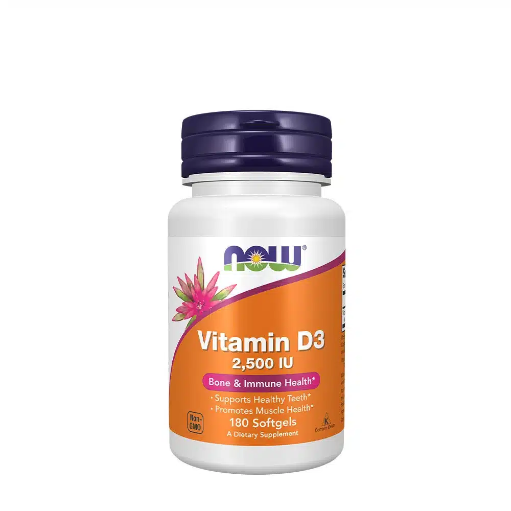 NOW - Vitamin D3 2500 IE + 180 bløde gelkapsler