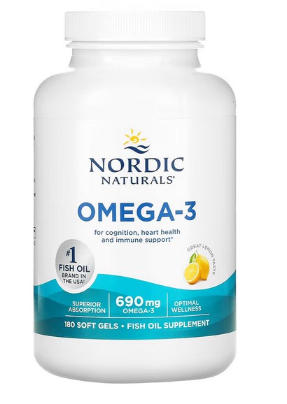 Nordic Naturals - Omega-3 citron-smag 690 mg + 180 softgel-kapsler