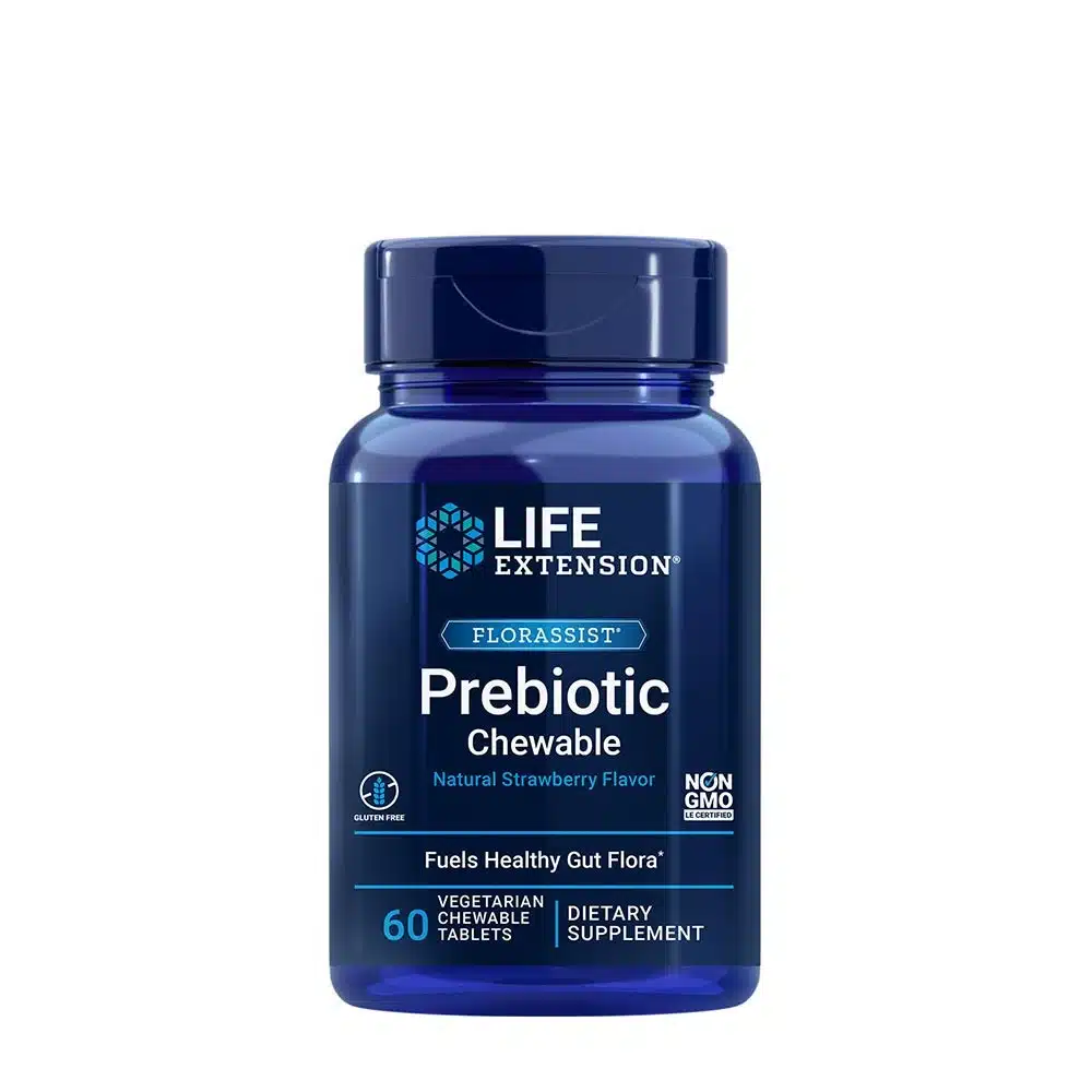 Life Extension - Florassist præbiotiske tyggetabletter med naturlig jordbærsmag + 60 vegetariske tabletter