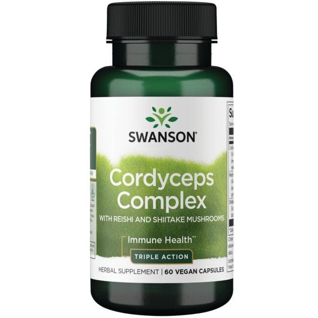 Cordyceps-kompleks med reishi og shiitake-svampe + 60 vegetabilske kapsler
