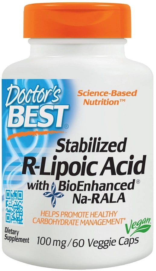 Doctor's Best - Stabiliseret R-liponsyre med Na-RALA, 100 mg + 60 vegetabilske kapsler