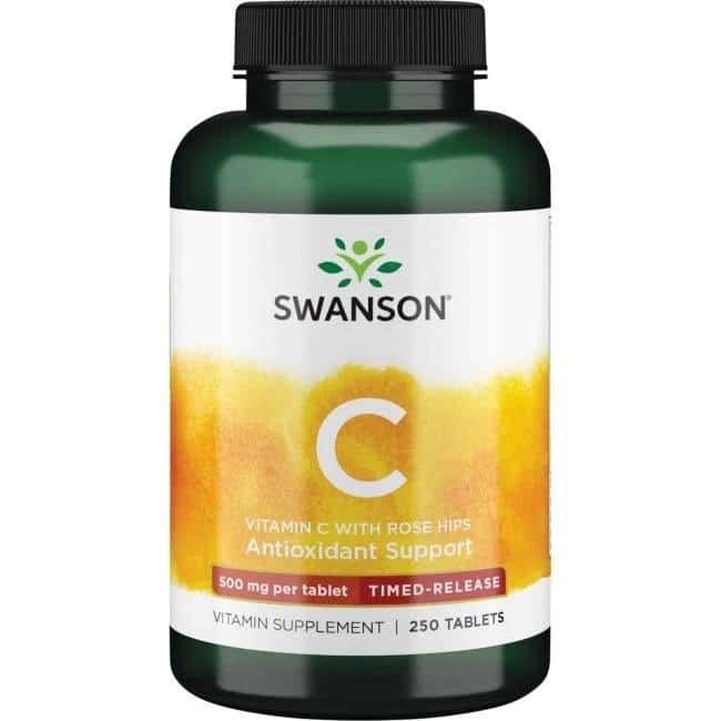 Swanson - Langsomt frigivende C-vitamin med hyben, 500 mg + 250 tabletter