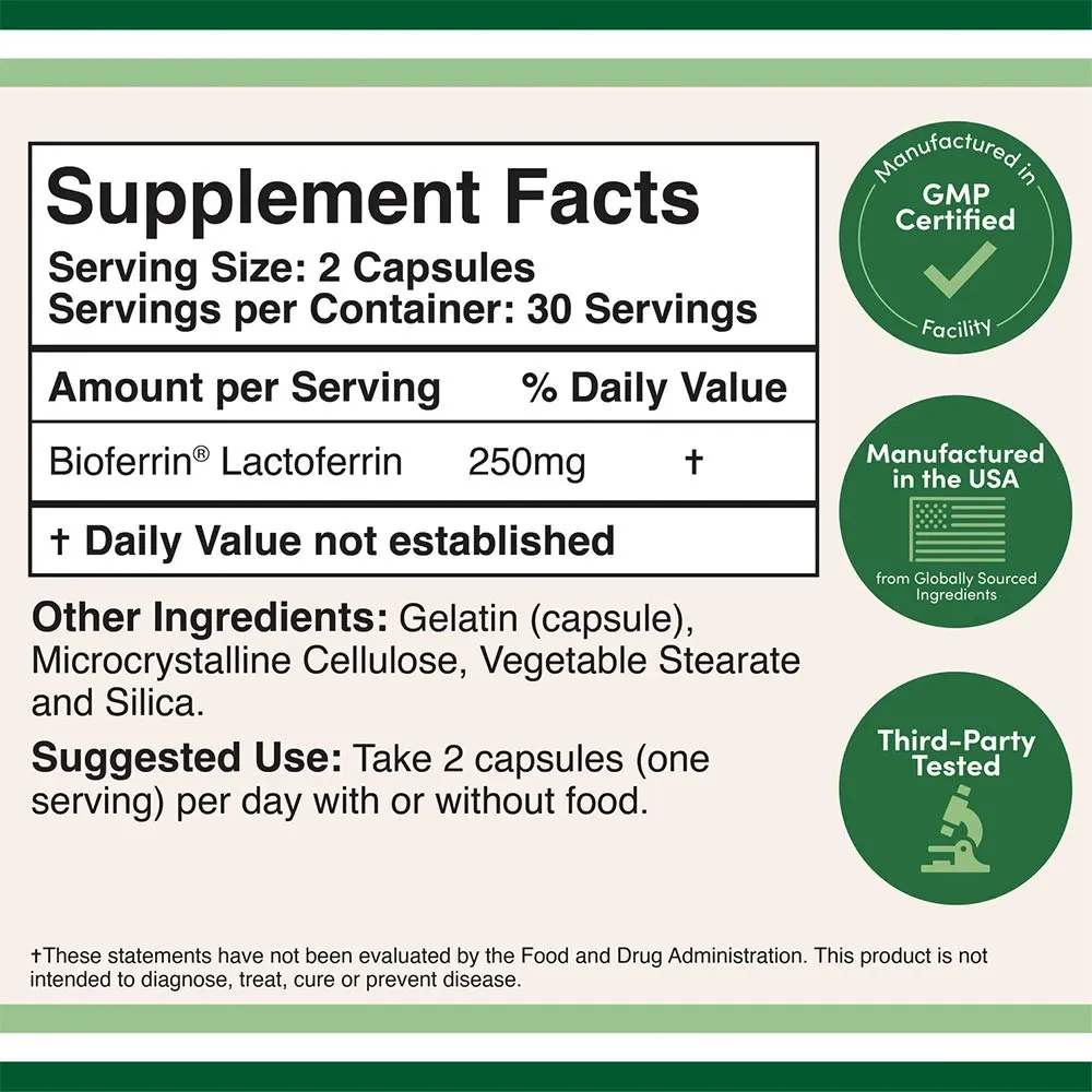 Double Wood Supplements Lactoferrin (60 Capsules) - Billede 2