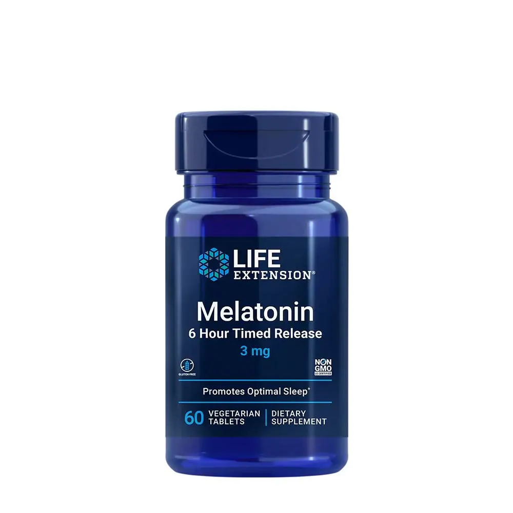 Life Extension - Melatonin 6 Hour Timed Release (3 mg) (60 Veg Tablets) - Viking Supplements