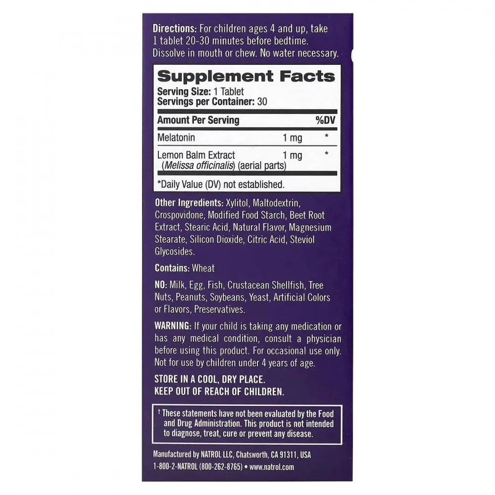 Natrol Kids Melatonin (30 Tablets, Strawberry) - Billede 7