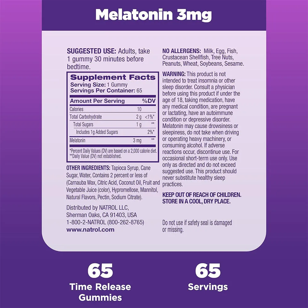 Natrol Melatonin Gummy 3 mg – Strawberry, 65 Gummies - Billede 8