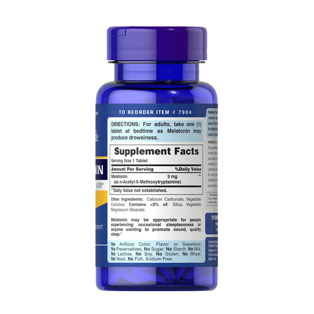 Puritans Pride Melatonin 3 mg (240 Tablets) - Billede 6