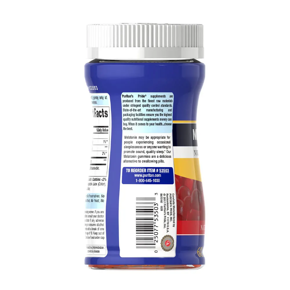 Puritan's Pride Melatonin Gummy 2.5 mg (60 Gummies, Strawberry) - Billede 5