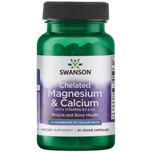 SWANSON Albion Magnesium- og calciumchelat med D-3 og K-2 - Nuvalia
