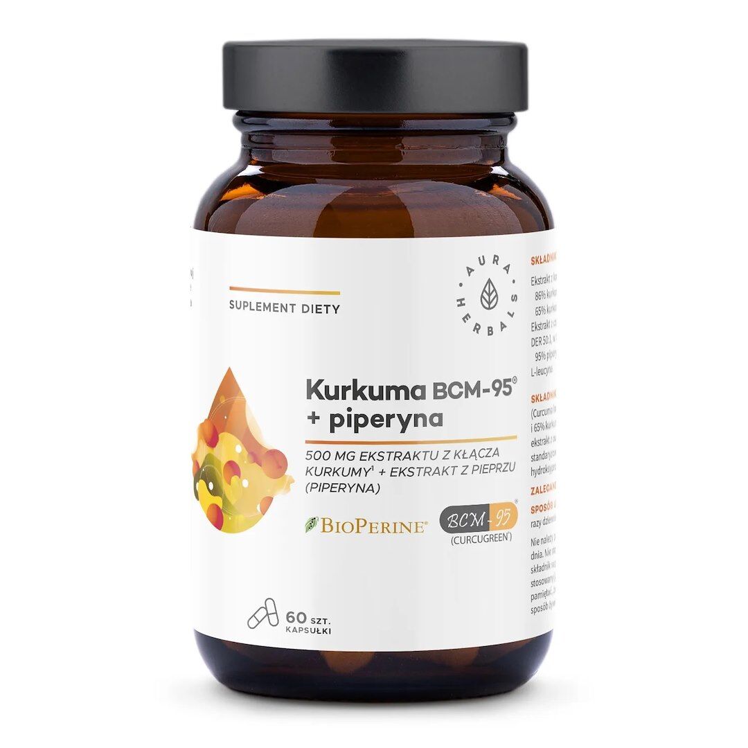 AURA HERBALS Gurkemeje 500 mg BCM-95® + piperin (60 kapsler) - Viking Supplements