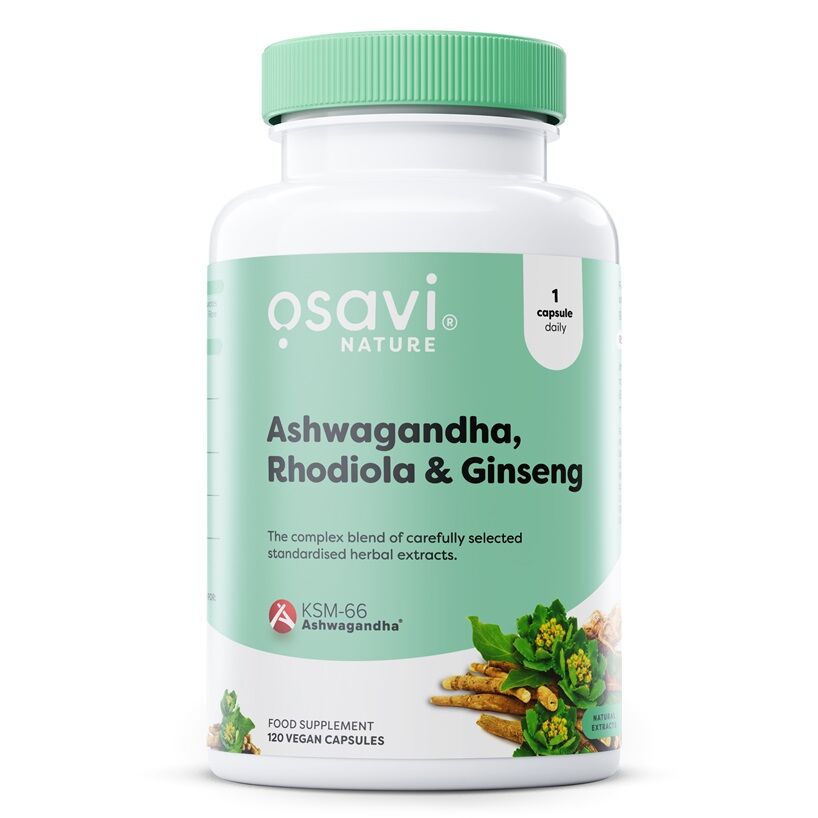 Ashwagandha + Rhodiola & Ginseng 120 veganske kapsler