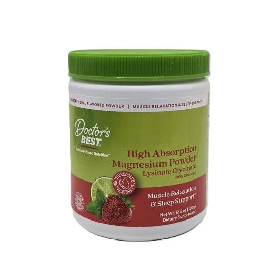 Doctors Best Magnesiumpulver med høj optagelse, jordbær-lime 350 g