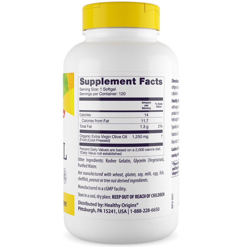 Healthy Origins Olive Oil 1 250mg 120 softgels - Billede 3