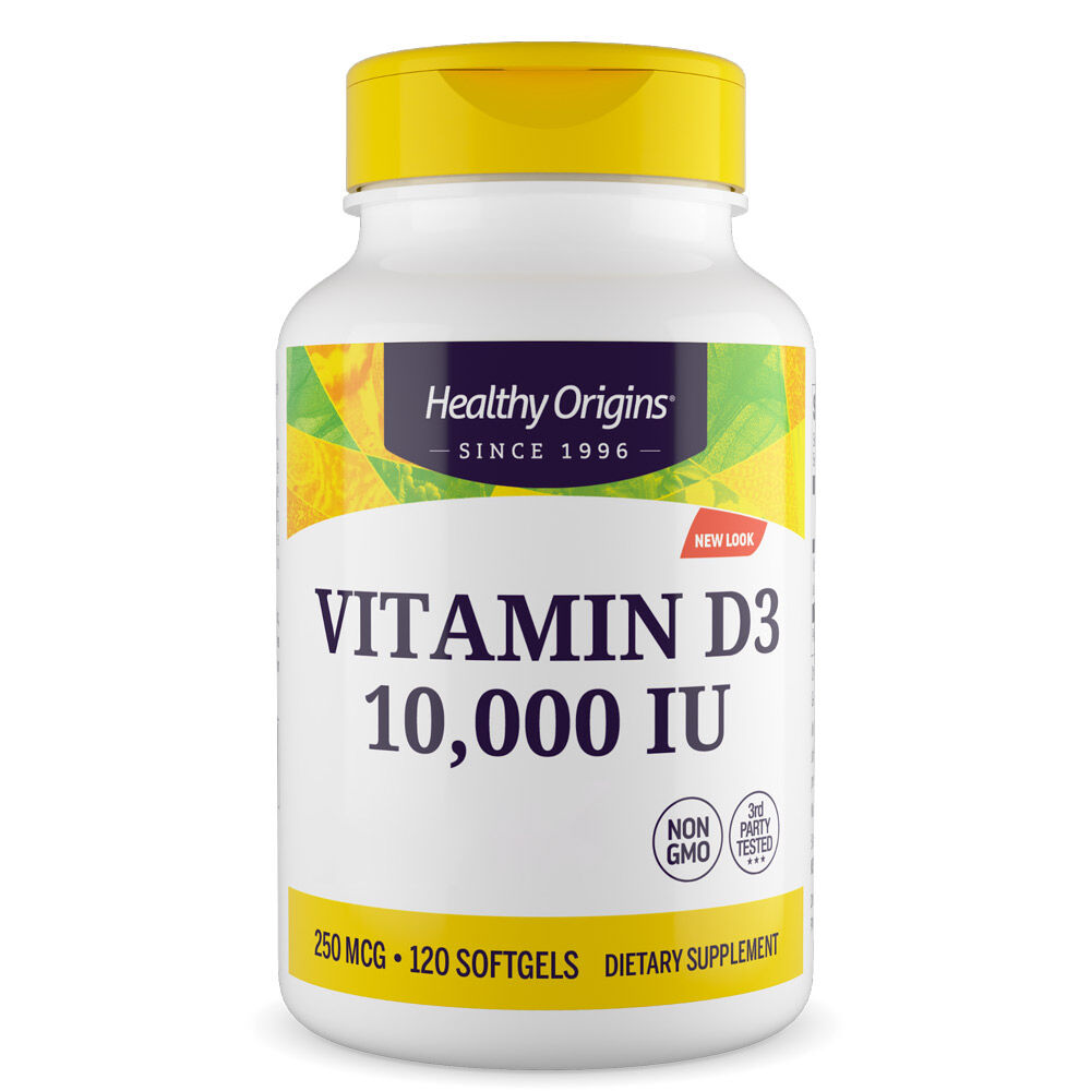 Healthy Origins Vitamin D3 Depot 10 000 IE 120 bløde kapsler
