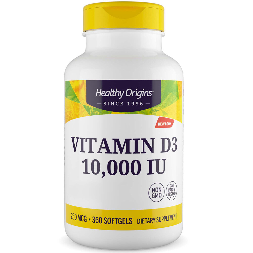 Healthy Origins Vitamin D3 Depot 10 000 IE 360 bløde kapsler
