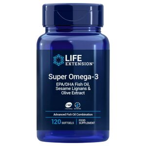 LIFE EXTENSION Super Omega-3 EPA/DHA med sesamlignaner og olivenekstrakt – EU-version (120 mavebeskyttede kapsler) – Viking Supplements