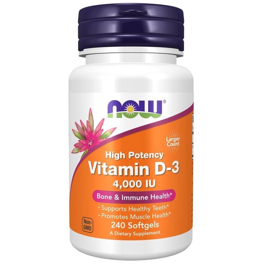 NOW FOODS Vitamin D3 4000 IE (240 sgels) - Viking Supplements