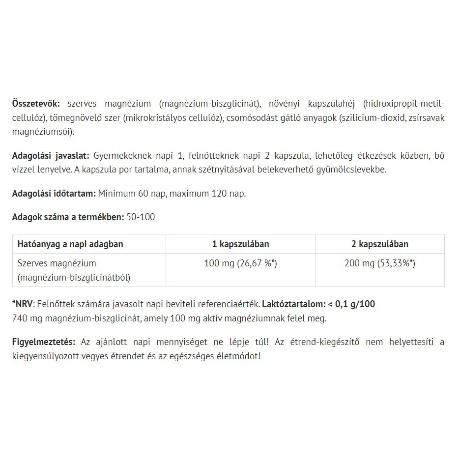 Natur Tanya Magnesium Bisglycinate (90+10 capsules) - Billede 2