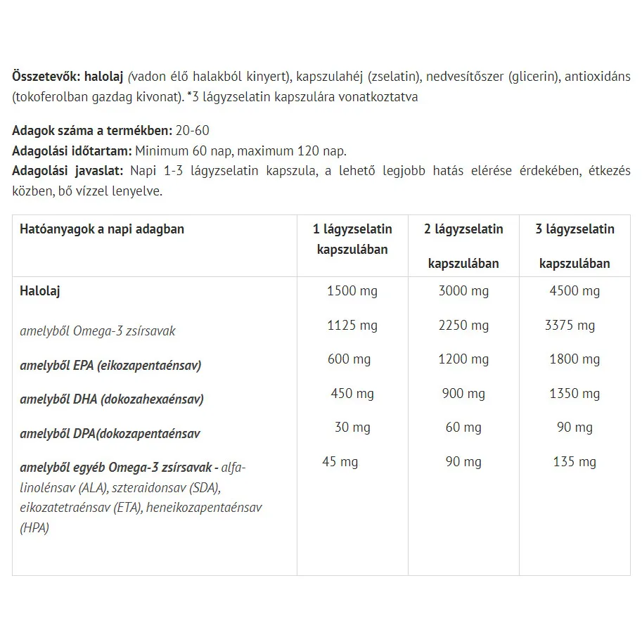 Natur Tanya Mega Omega-3 – Wild Fish Oil (60 Softgels) - Billede 2