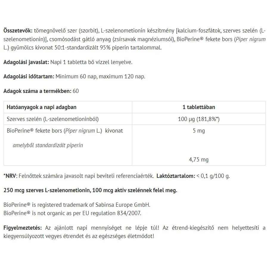 Natur Tanya Selenium Extra (60 Tablets) - Billede 2