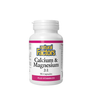 Natural Factors Calcium & Magnesium 2:1 Plus Vitamin D3 (90 kapsler) - Viking Supplements