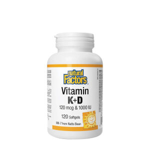 Natural Factors Vitamin K+D 120 mcg & 1000 IU (120 bløde kapsler) - Viking Supplements