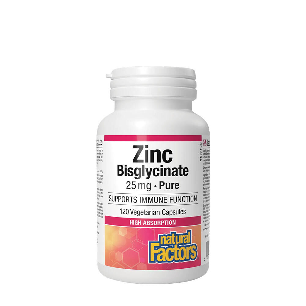 Natural Factors Zinkbisglycinat 25 mg (120 kapsler) - Viking Supplements