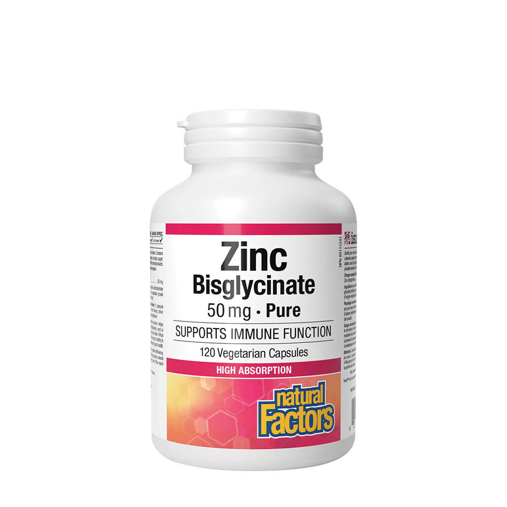 Natural Factors Zinkbisglycinat 50 mg (120 kapsler) - Viking Supplements