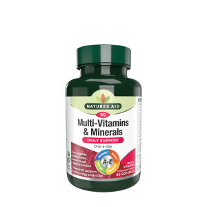Natures Aid Multivitaminer og mineraler (med jern) (90 bløde kapsler) - Viking Supplements