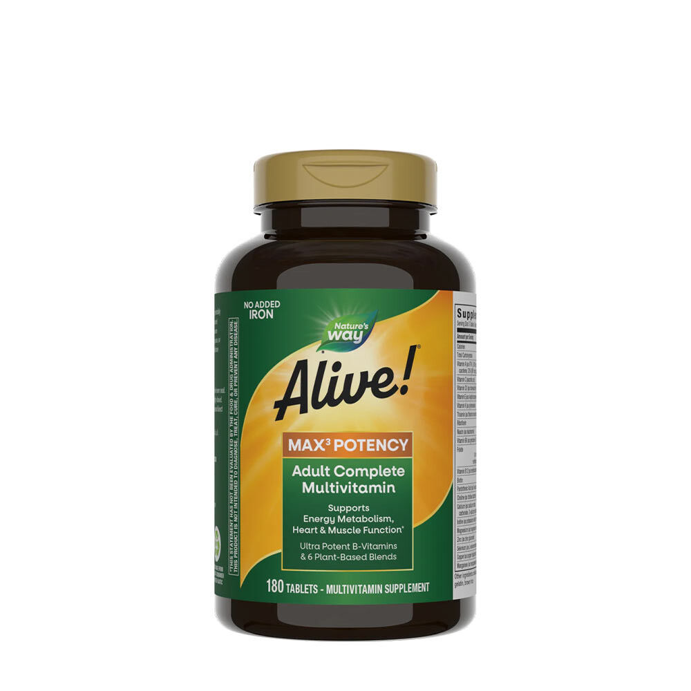 Natures Way Alive!® Max3 Dagligt multivitaminpræparat uden jern (180 tabletter) - Viking Supplements