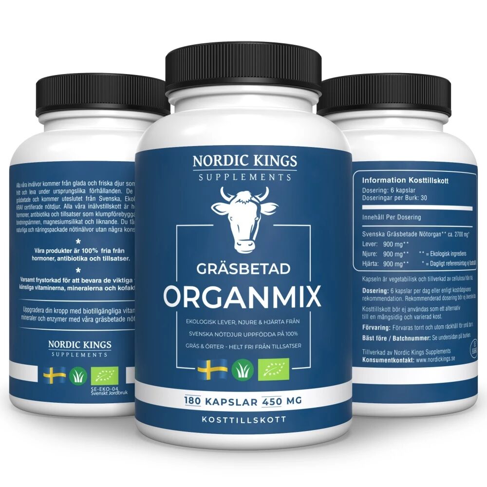 Nordic Kings 100% Økologisk organisk blanding fra græsopdrættede dyr – 180 kapsler - Viking Supplements