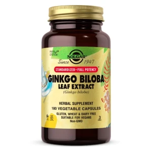 SOLGAR Ginkgo biloba-bladekstrakt (180 vcaps) - Viking Supplements