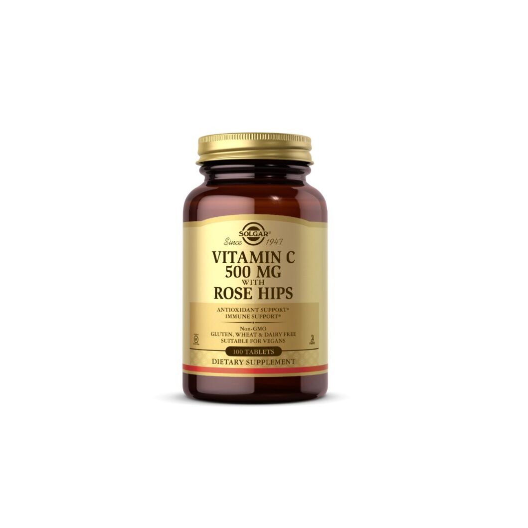 SOLGAR Vitamin C 500 mg with Rose Hips (100 tabs) - Viking Supplements