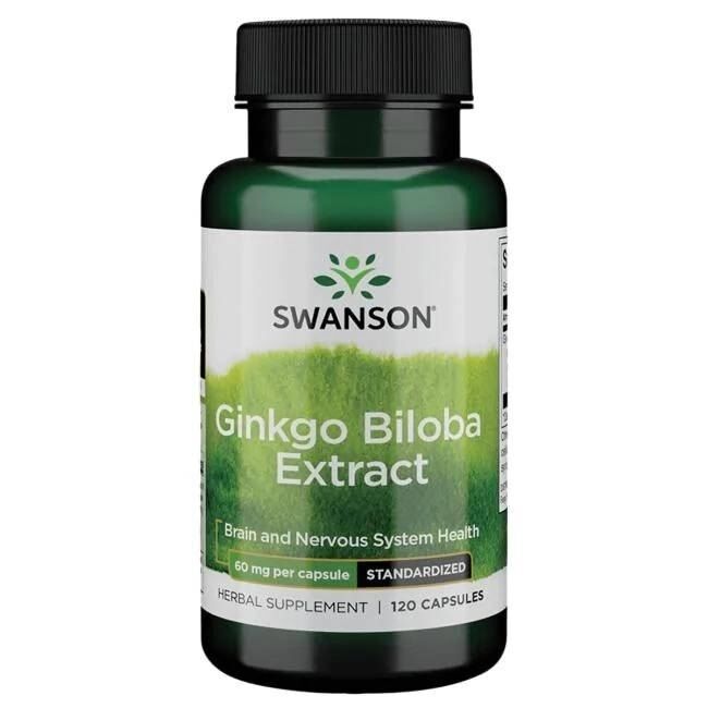 SWANSON Ginkgo Biloba-ekstrakt GinkgoSelect 60 mg 120 kapsler - Viking Supplements