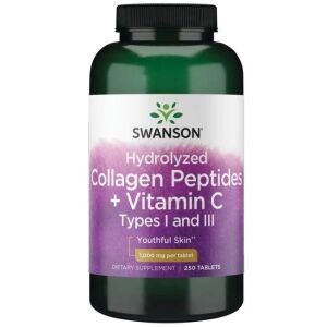SWANSON Hydrolyseret kollagen I og III + C 250 tabletter - Viking Supplements