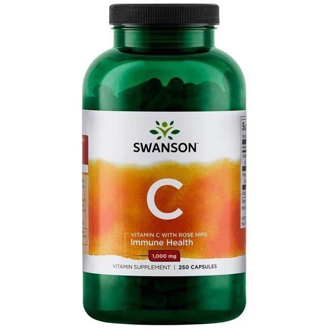 SWANSON C-vitamin 1000 + vild rose 250 kapsler - Viking Supplements