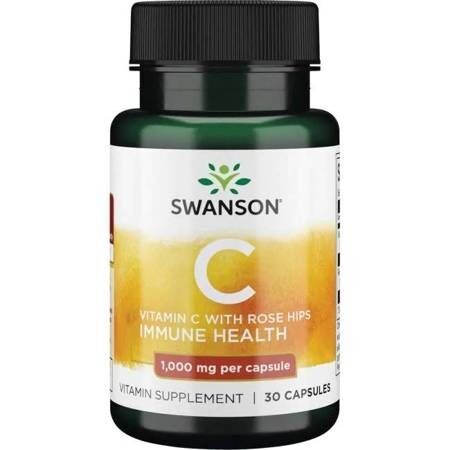 SWANSON C-vitamin 1000 + vild rose 30 kapsler - Viking Supplements