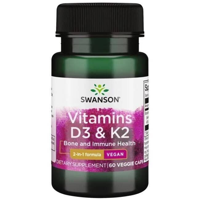 SWANSON D3-vitamin 2000 IU + K2 75 mcg 60 kapsler – Viking Supplements