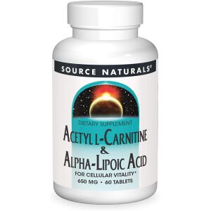 Source Naturals Acetyl-L-karnitin og alfa-liposyre 650 mg, 60 vegetabilske tabletter – Viking Supplements