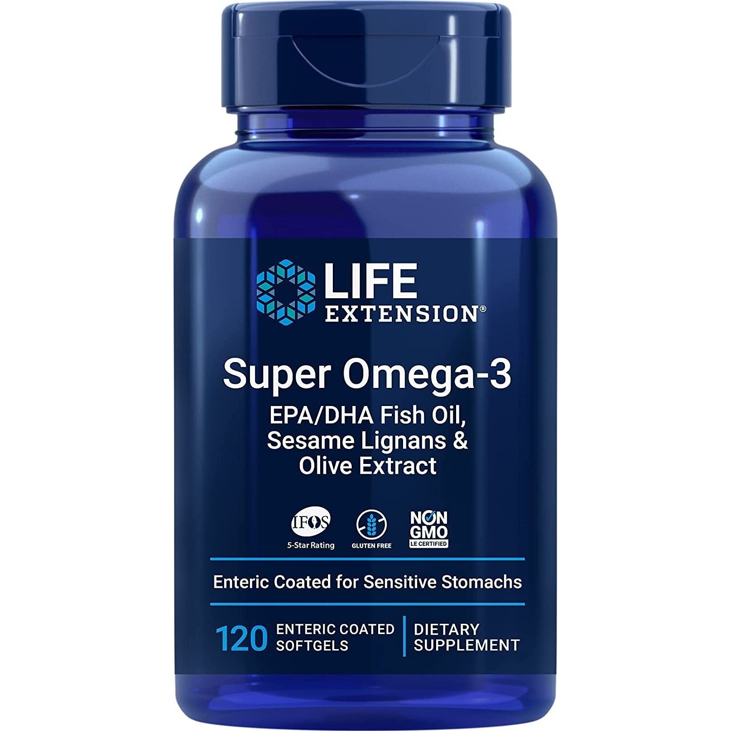 Super Omega-3 EPA/DHA med sesamlignaner og olivenekstrakt – 120 mavebeskyttede blødkapsler – Viking Supplements
