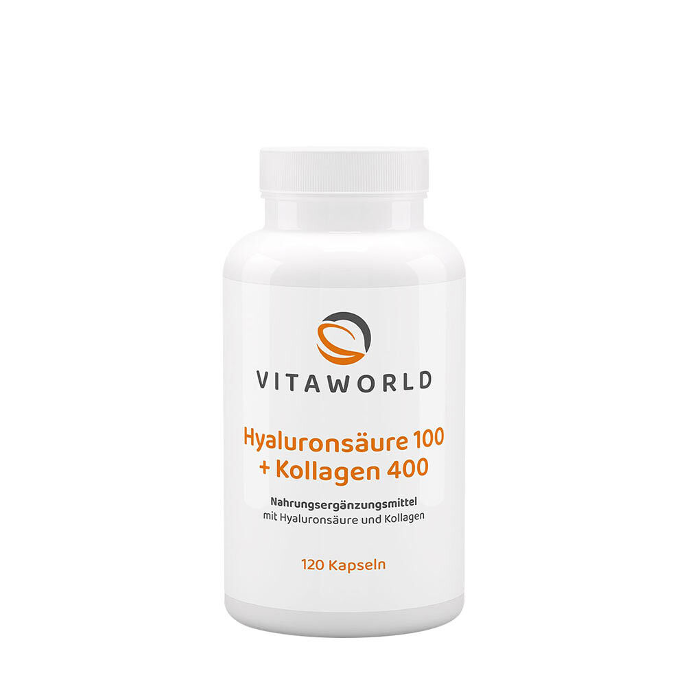 Vitaworld Hyaluronsyre 100 + Kollagen 400 (120 kapsler) - Viking Supplements