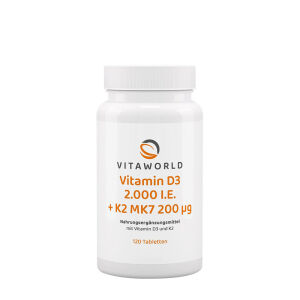 Vitaworld Vitamin D3 2000 IU + K2 MK7 200 mcg (120 Tablets) - Viking Supplements